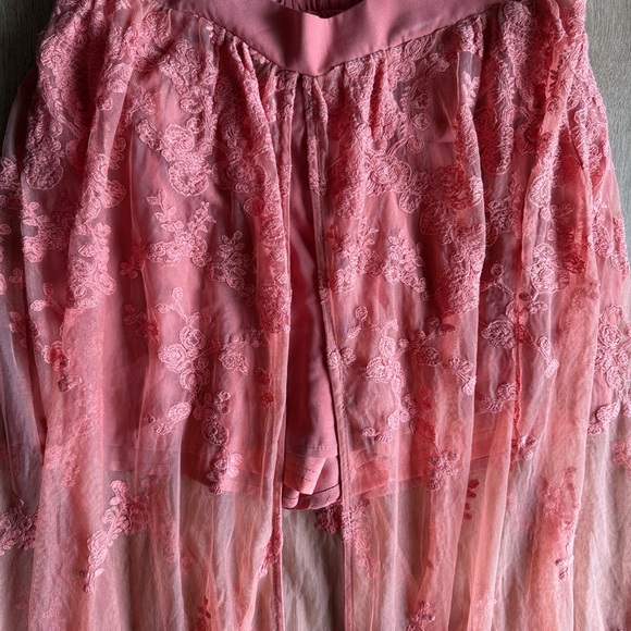 🍑 NWOT Entro Peach/Coral Lace Maxi Dress w/ lined Shorts - Picture 2 of 15